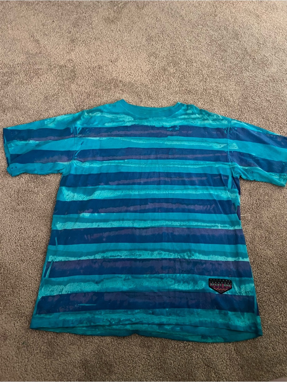 Vintage bugle boy Teal and Navy Striped Cotton Tee